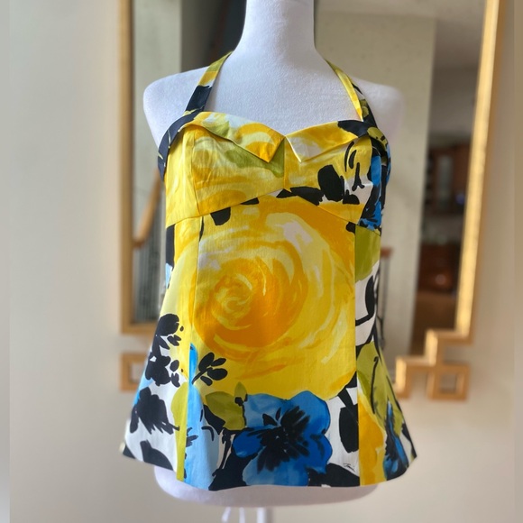 Trina Turk Tops - Trina Turk Floral Halter Yellow Rose sz 10